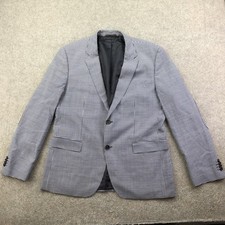 HUGO Boss Blazer Mens 44R Blue Check Reda Super 110 Wool Sport Coat Jacket