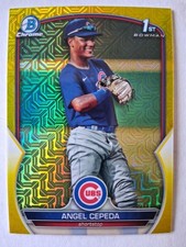 Angel Cepeda 2023 Bowman Chrome Prospects 1st Gold Mojo Refractor /75 Cubs RC