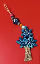 CIONDOLO IN CERAMICA - ALBERO CON OCCHIO PROTETTIVO TURCO ☆ Fatto a mano ☆