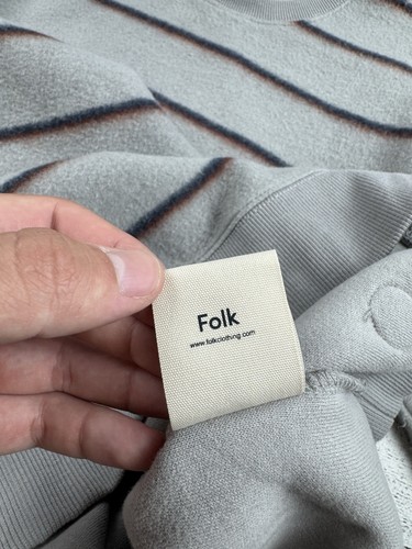 Folk Striped Cotton Gray Size 3 Fleece Jumper Men’s Sweatshirt Pullover Hoodie - Picture 10 of 10