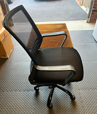 Mesh Back Task Office Chair Black, Padded Fabric Seat, Arms, Swivel Wheels