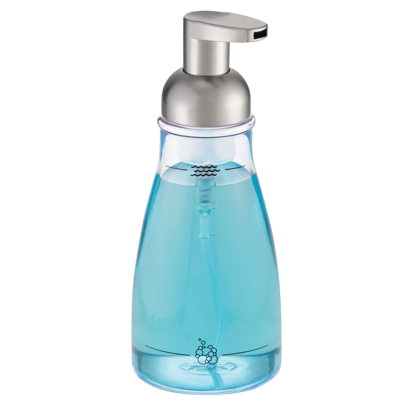 14 Oz Foaming Soap Dispenser, Clear/Brushed Nickel, Kitchen 