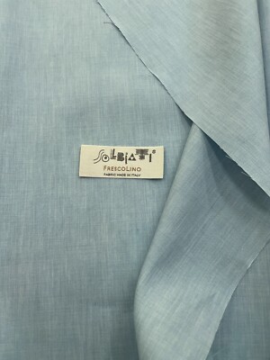 SOLBIATI Linen Cotton Fabric FRESCOLINO Blue Shirting by Loro Piana 2.0 meter