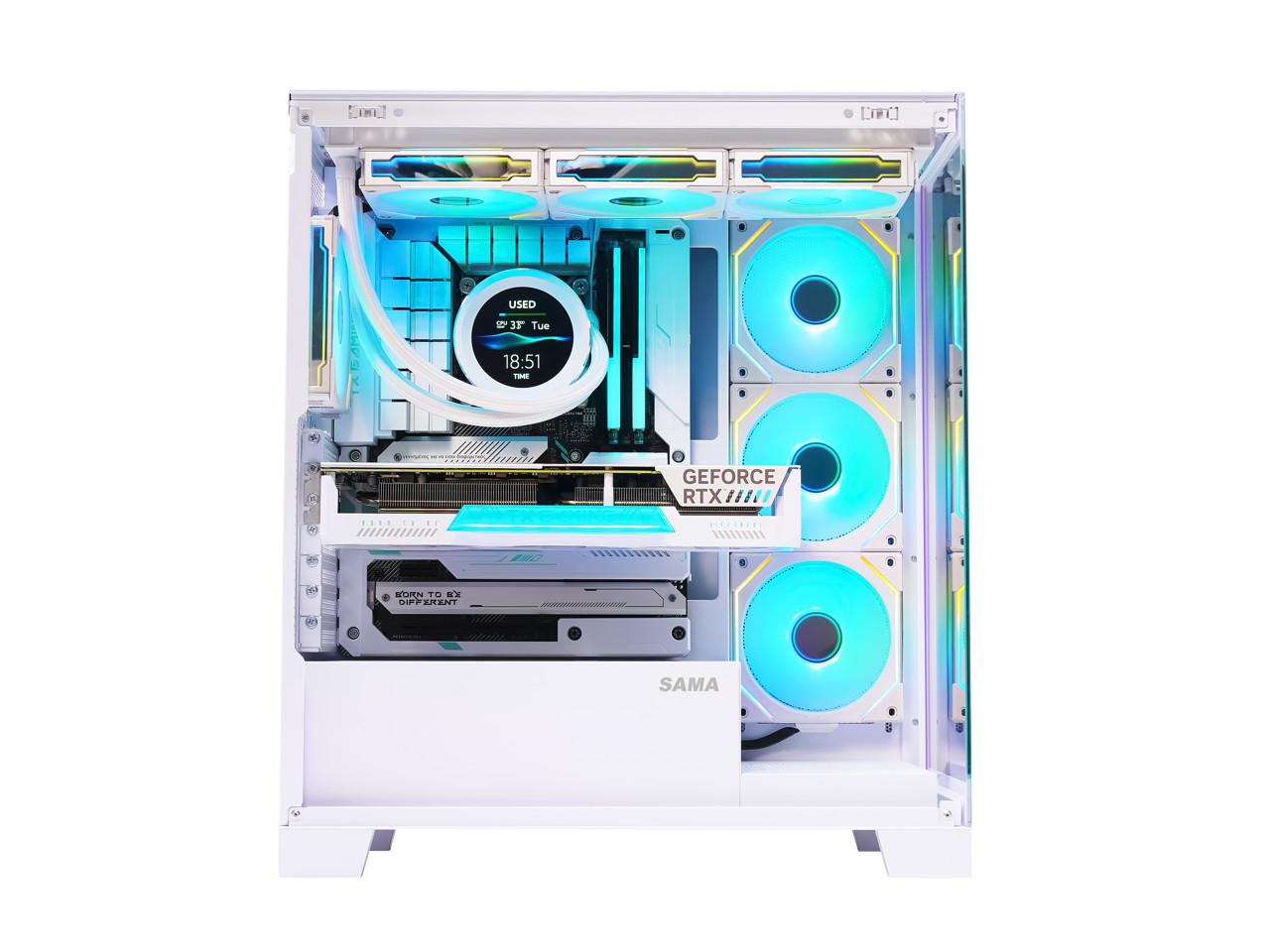 Sama Neview 2351 Белый Корпус для ПК с двумя разъемами USB 30 Type C из закаленного стекла ATX Mid Tower