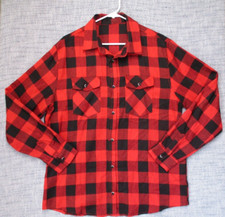 Red Black Buffalo Plaid Cotton Flannel Long Sleeve Shirt Mens L