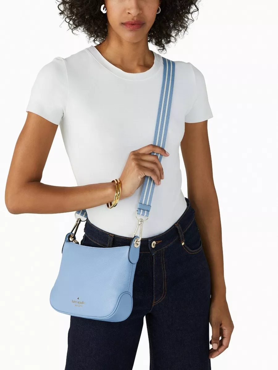 NWB Kate Spade Rosie Crossbody Dusty (Pale) Blue Leather WKR00630 $349 Gift  Bag