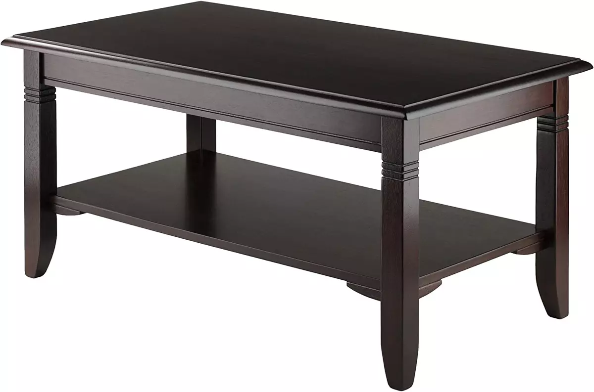 Solid Wood Coffee Table W Shelf Modern Elegant Living Room