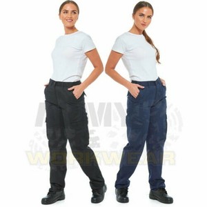 Mujer Cargo Militar Pantalones De Trabajo Parte Pretina Elastica