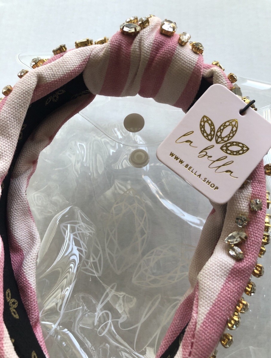 La Bella Crystal Dipped Pink Stripe Canvas Headband LA809056  display picture 1