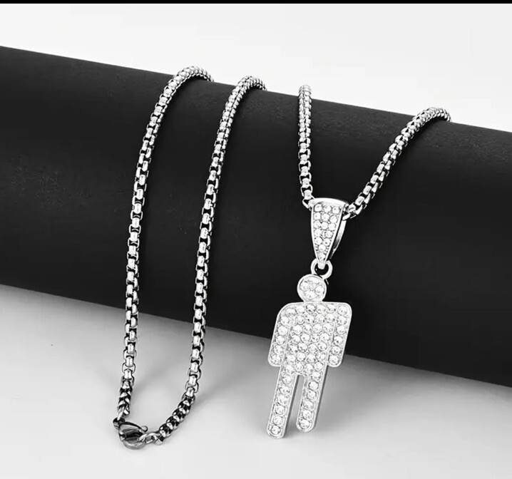 Billie Eilish Blohsh Inspired Necklace Silver Zircon Screwhead