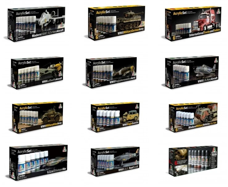 ITALERI Acryl Set Farbset Acrylfarbe - Truck Trailer U.S. Navy Militärfahrzeuge