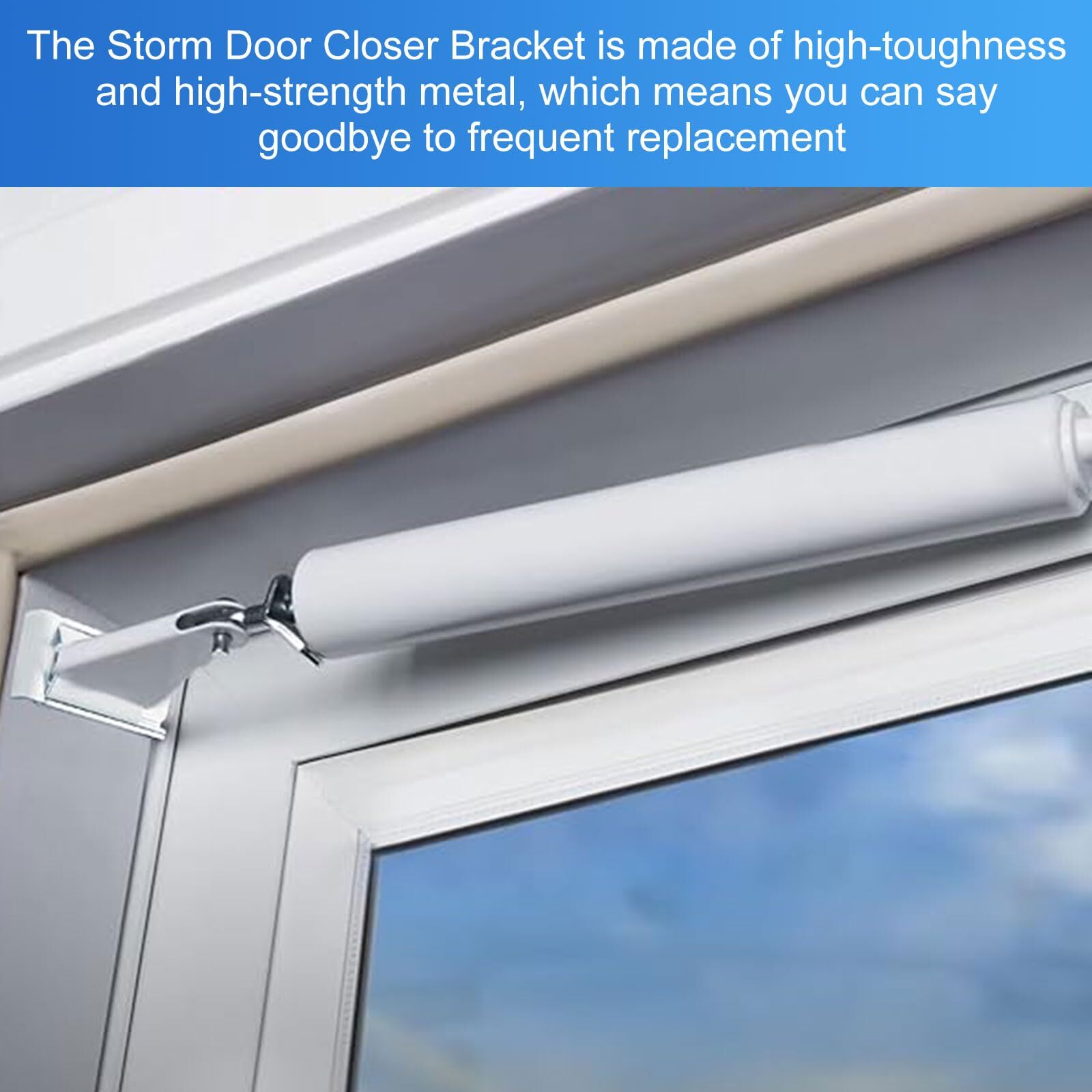Storm Door Closer Bracket in White Color Reinforced Repair Jamb Bracket Compa...