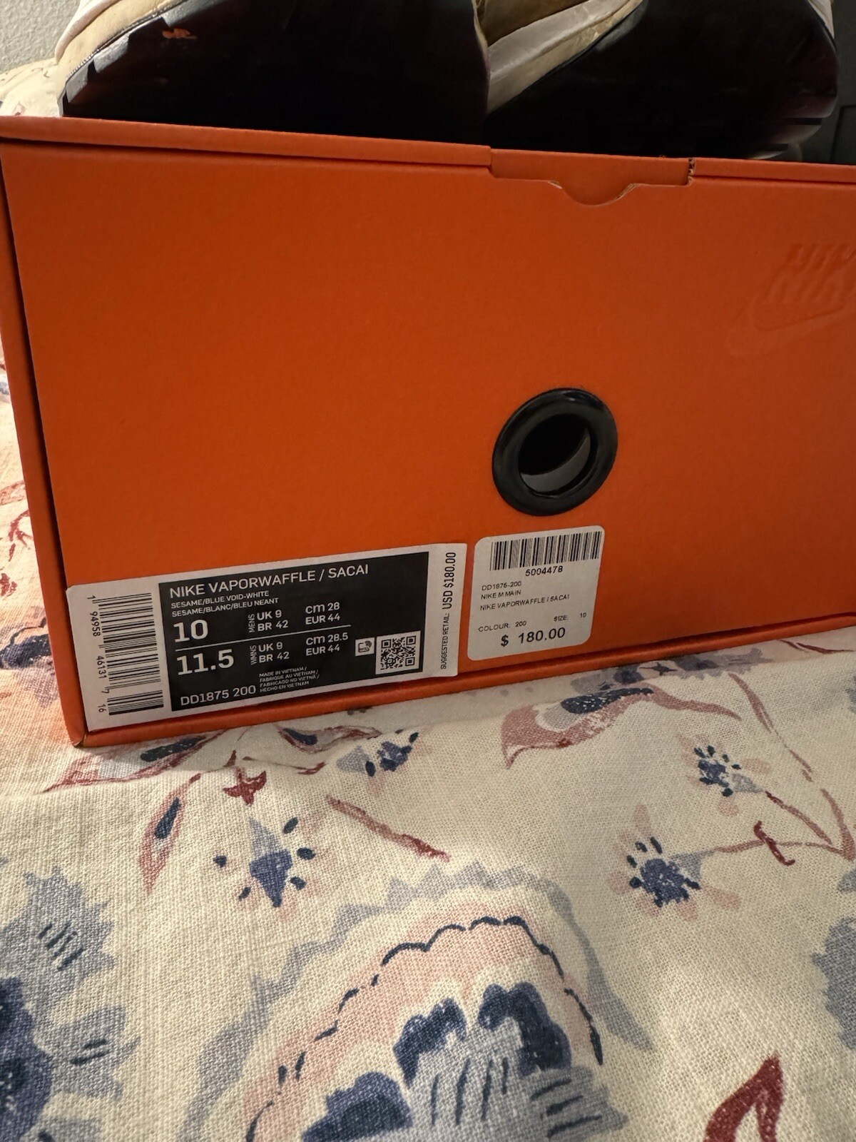 SACAI X NIKE NIKE VaporWaffle x SACAI Tan Navy White Sesame DD1875 200 Uomo US Taglia 10 EU44