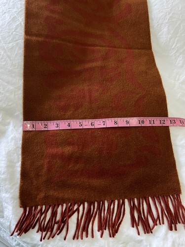 Meg Cohen 100% Cashmere Fringed Orange Rust Scarf Made in England - Picture 4 of 7