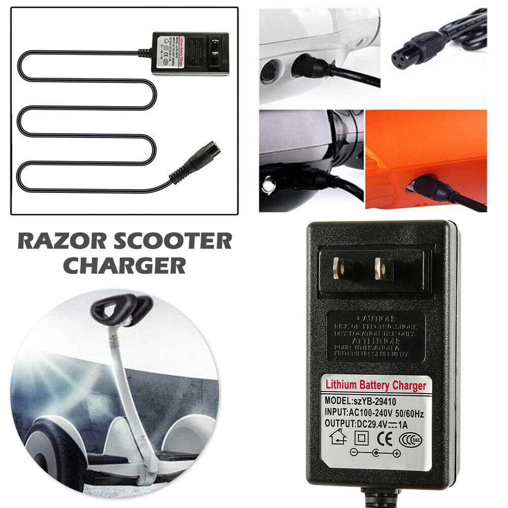 overvælde uddanne Parametre 29.4V 1A Electric Scooter Battery Charger for Razor E100 E125 E200 E300 US  Plug. | eBay