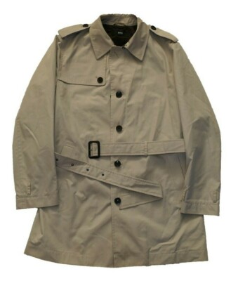 Neu Hugo Boss Herren Beige Trench Top Mantel Anzug Jacke Coat 44R XXL 480£