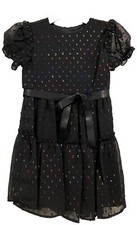 Little Angels Black Dress Toddler Girl 2T Party Formal Glitter Dot Bow NEW