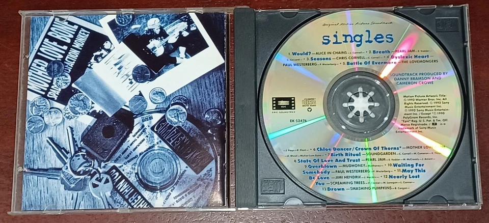 1992 Singles CD Original Motion Picture Soundtrack Pearl Jam Alice in Chains Foto 3 de 4