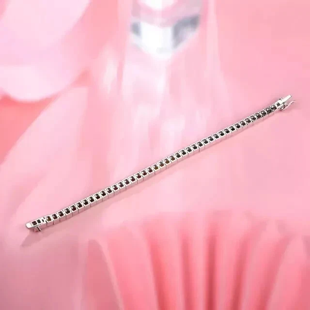 7Ct Princess Cut Multicolor Lab Gemstone Tennis Womens Bracelet 14K Solid Silver - Image 4 of 4