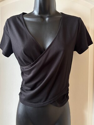 90 Degree By Reflex Women's sz Small Criss Cross Front Crop Top Black NWOT