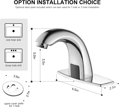 Matte Black Touchless Bathroom Faucet – Motion Sensor Basin Mixer With Temp Control & Deck Plate
