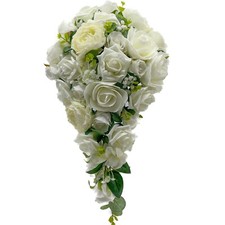 Artificial Wedding Flowers Silk & Foam Rose Brides Shower Teardrop Bouquet