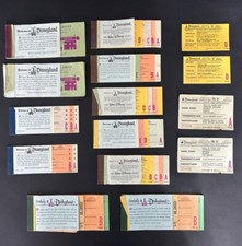 Vintage Disneyland Ticket Book Lot (15) &ndash; Authentic Magic Kingdom Club Tickets &ndash;