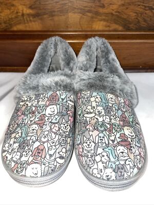 Bobs By Sketchers Slippers Sz Dogs Design Cute Comfortable
