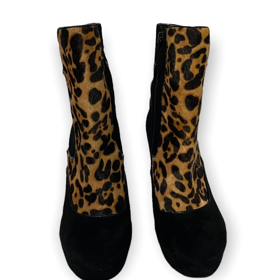 Rockport Janae Ankle Boots Women's 6 Black Animal Print Leather Suede High Heel - Image 4 of 4