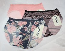 NWT set of 3 JOCKEY WONDER EDGE 10995 BIKINI BLACK PINK GRAY LEAVES PEACH S