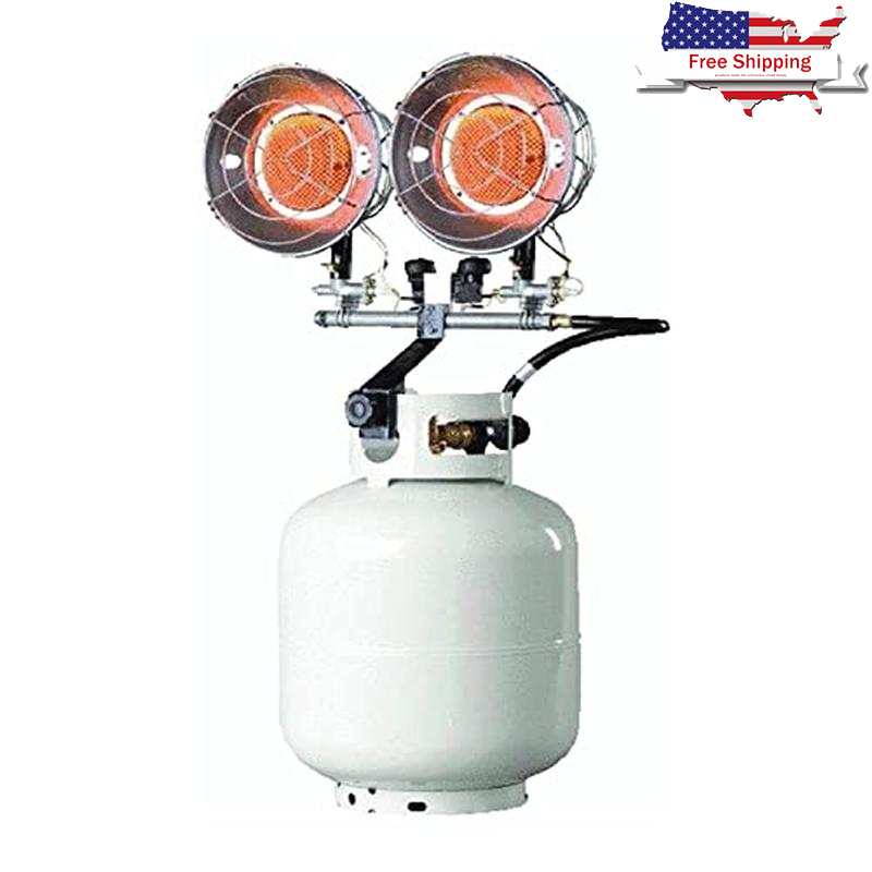 Outdoor Gas Double Tank Top Heater 8000-30000 BTU Adjustable Safety Features New