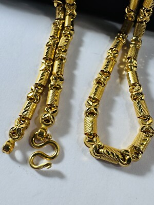 #ad #ad Pure 22K 916 Yellow Dubai Gold Baht Chain Necklace 21.8 22” Inch 5mm 23.46g $5097.38