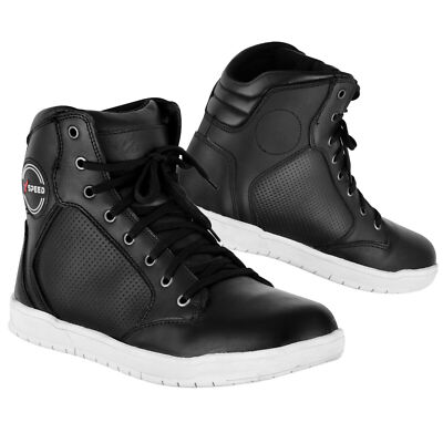 Motorcycle Waterproof Leather Tour Boots – Grip Reinforced, Ankle Protection, Black Size 46