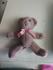 Vintage Russ Berrie Bear Hugs Lavender Teddy Plush Corduroy Feet Stuffed Animal