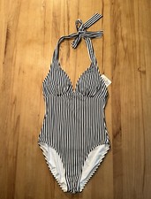 Neu Esprit Neckholder Badeanzug Mit Herausnehmbaren Pads Gr. 36 Navy Weiß