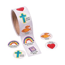 Kids will love these bright and eye-catching Christian Symbols Smile Face Sticke