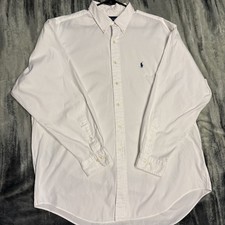 Polo Ralph Lauren Yarmouth Oxford Dress Shirt Men  s White 17.5 34/35 Blue Pony