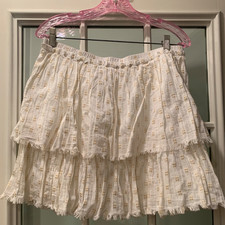Vineyard Vines Lurex Dobby Flounce White Flare A-line Short Skirt Orig 138 Sz-M