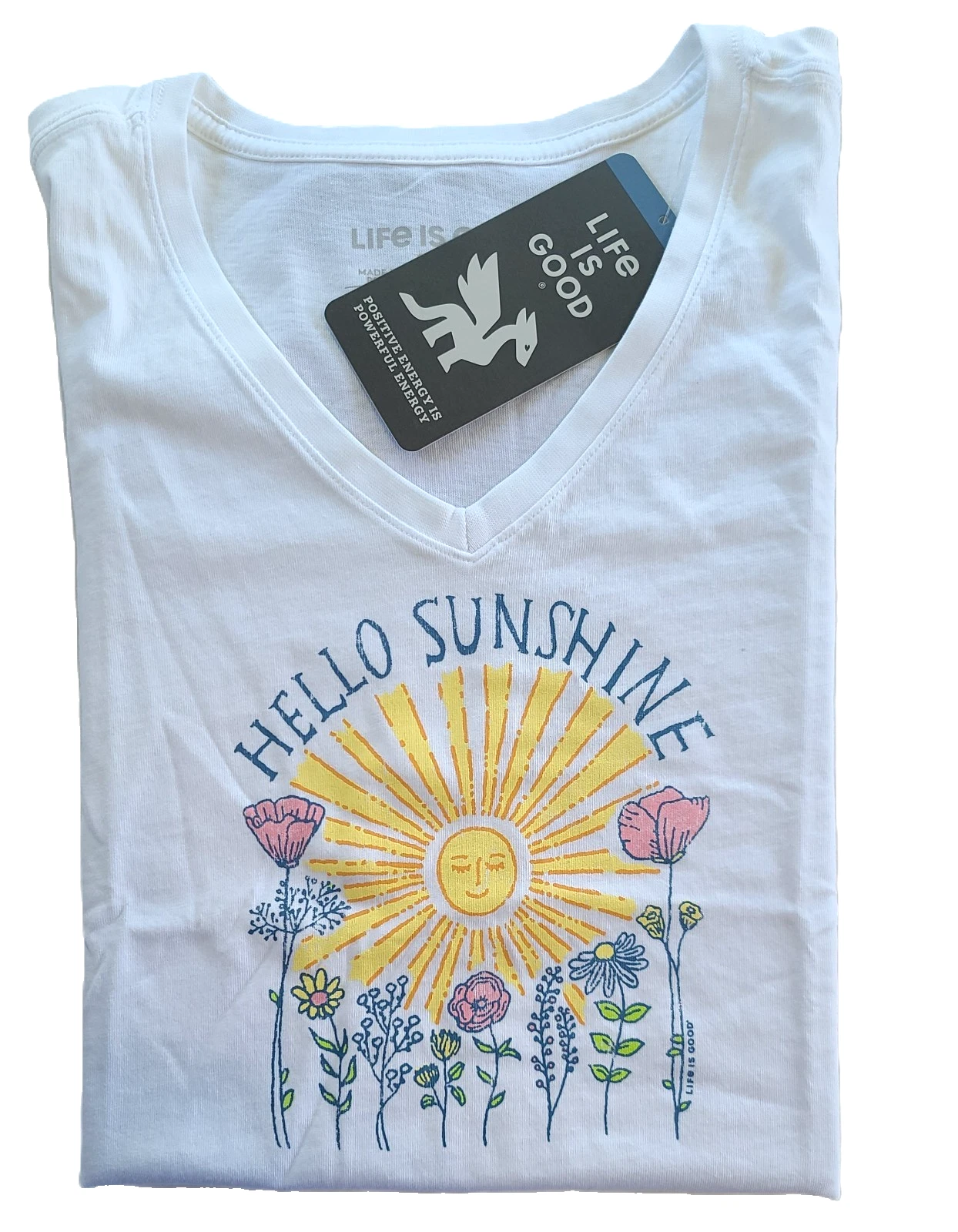 Life Is Good SS Shirt Crusher Vee HELLO SUNSHINE Sun Flower Poppy 44in Womens L
Opens in a new windo
