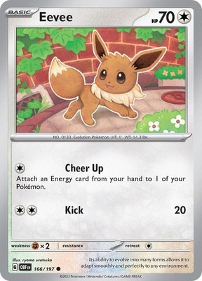 Eevee 166/197 Common Obsidian Flames Lightly Played Pokemon Card Fan Favorite