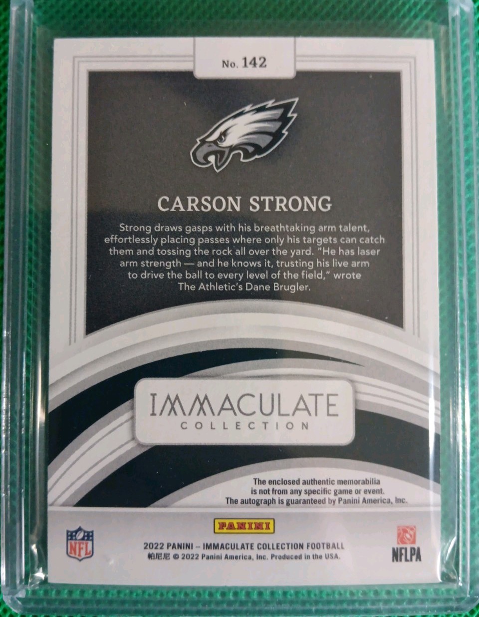 2022 Immaculate Carson Strong ROOKIE, PATCH, AUTO, #'d/99 view 2