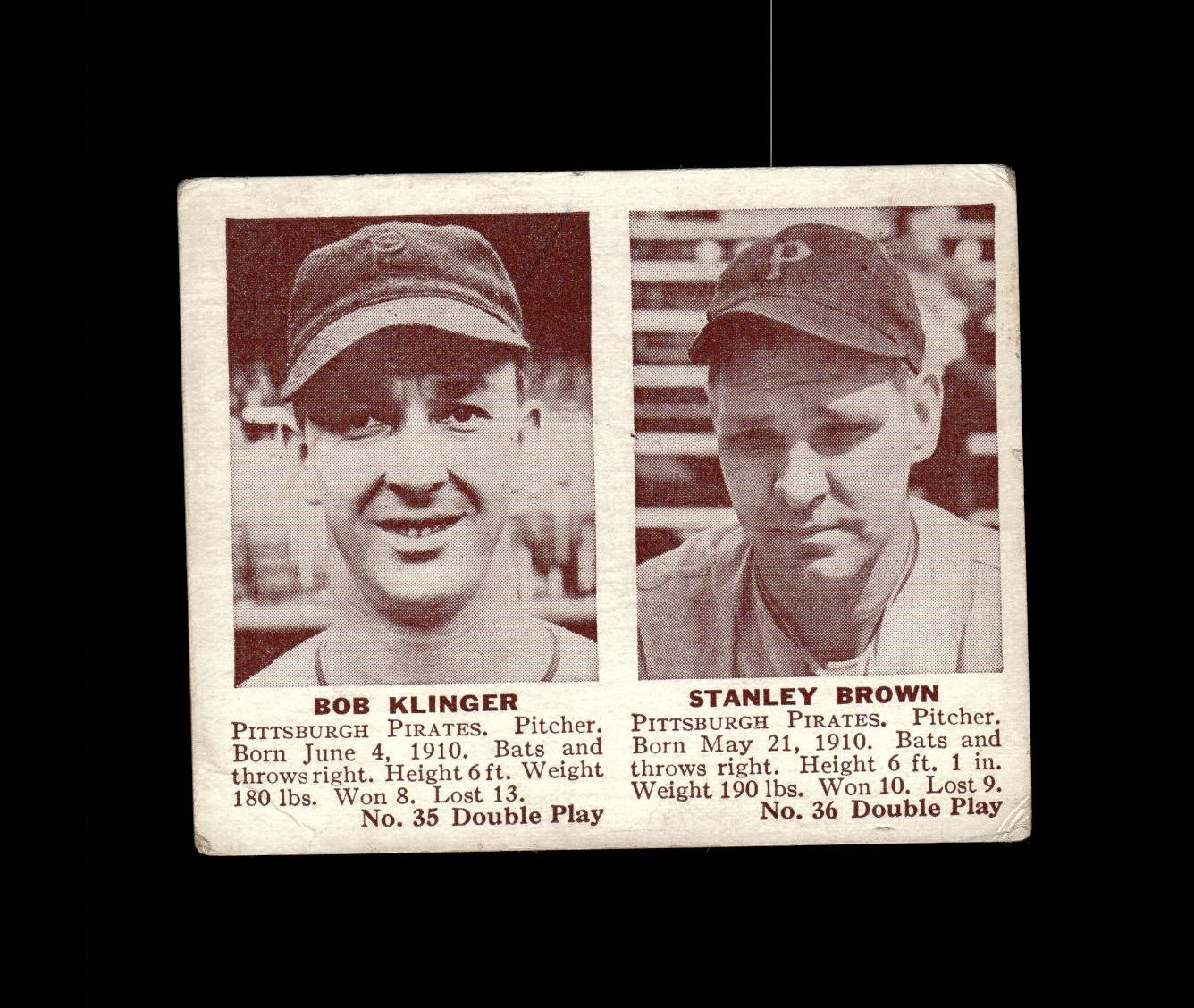 Bob Klinger, Stanley Brown Baseball Cards 1941 Double Play trading card — raw and PSA graded price guide