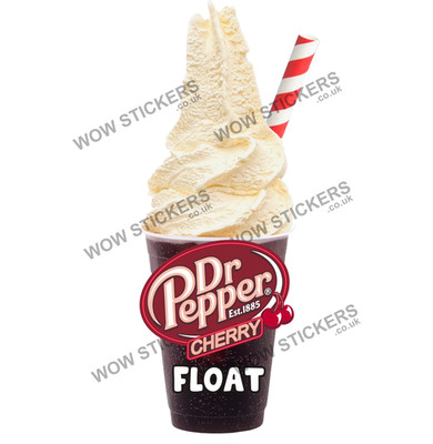 Dr Pepper Kirsche Eis Float Aufkleber Abziehbilder Eiswagen Cafe (Größe wählbar)