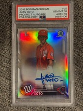 PSA 10/10 JUAN SOTO AUTO 1st 2016 Bowman Chrome REFRACTOR/499 Rookie RC GEM MINT