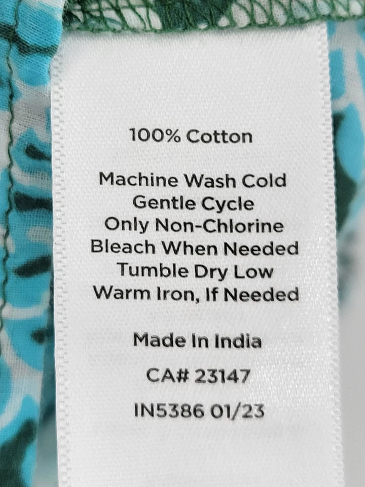 Talbots Top Womens Plus X Blue Green Baroque Print Long Sleeve Button Up Blouse - Image 4 of 4