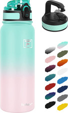 20 Oz Insulated Stainless Steel Water Bottle with Anti-Dust Chug Lid Carabiner