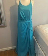 White By Vera Wang Blue Ruffle Dress Size 16