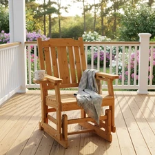 Patio Glider Chair with Armrest, Backrest Swing Gliding Chair for In/Outdoor