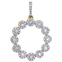 "Jfl 10K Gelbgold Diamant Blumen Halo Kreis AnhäNger Charm 1\" 0,50 Ct"