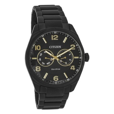 Citizen Eco-Drive Men's Day/Date Black PVD Dress Watch AO9025-56E